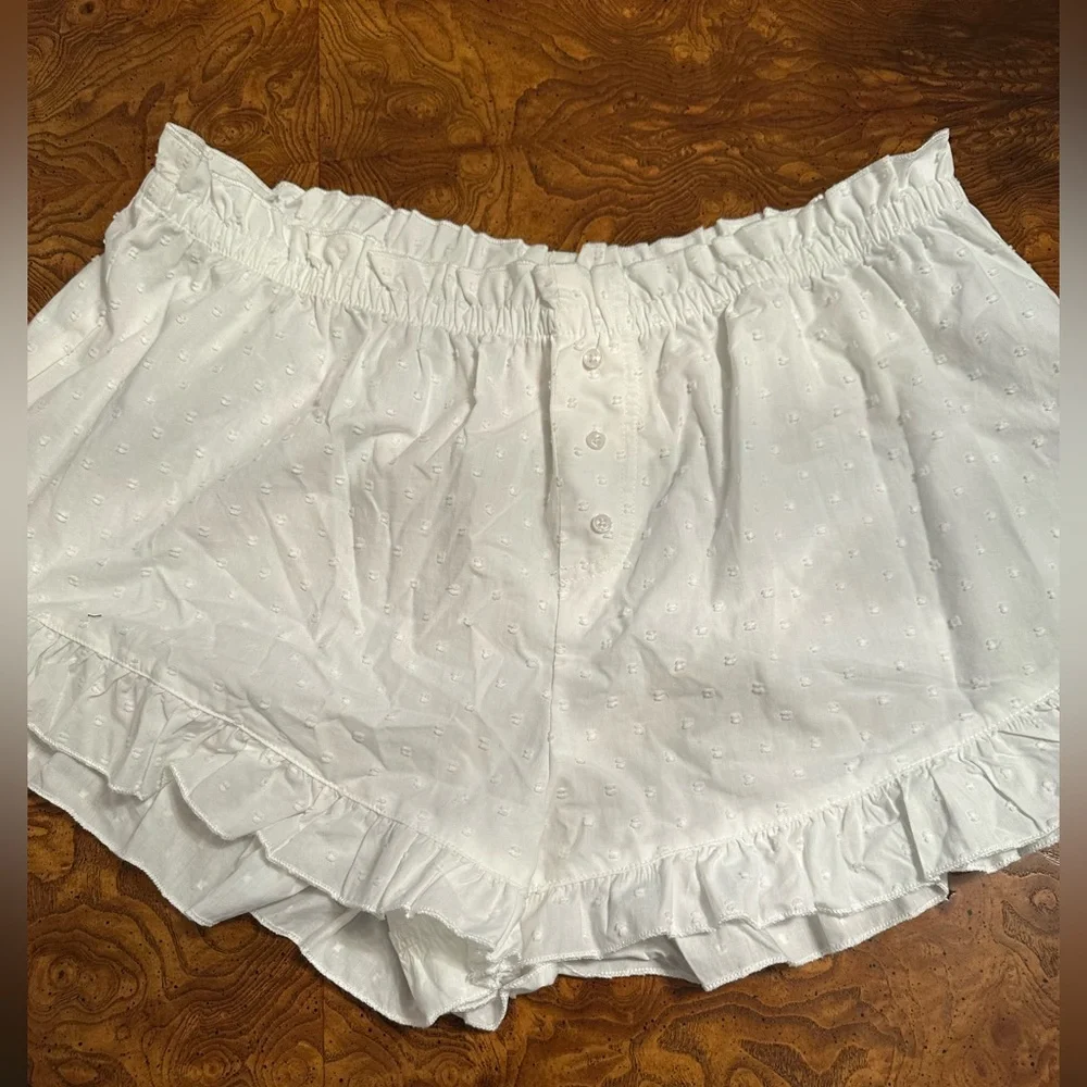 Colsie Blue Lace Bralette and White Ruffle Short Set L - Picture 5 of 9